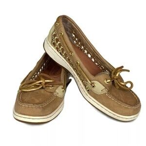 Sperry Angelfish Top Siders Tan and Gold